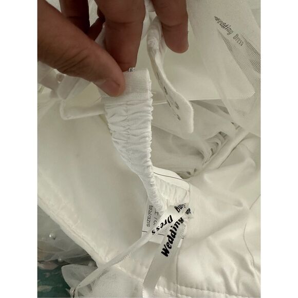 HY WHITE PEARL MATERNITY GOWN/DRESS - Picture 11 of 12